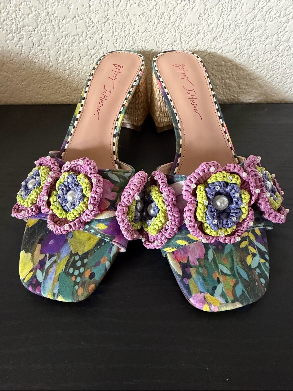 Betsey Johnson Deitrich Bright Multicolor Block Heel Mule Sandals - Picture 16 of 16